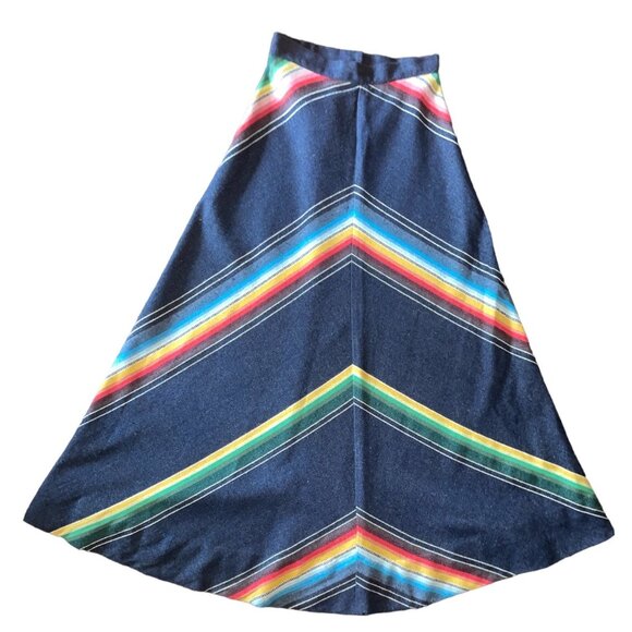 Casual Corner Dresses & Skirts - Vintage Casual Corner Chevron Rainbow Wool Striped Maxi Skirt Size 11 Waist 26"